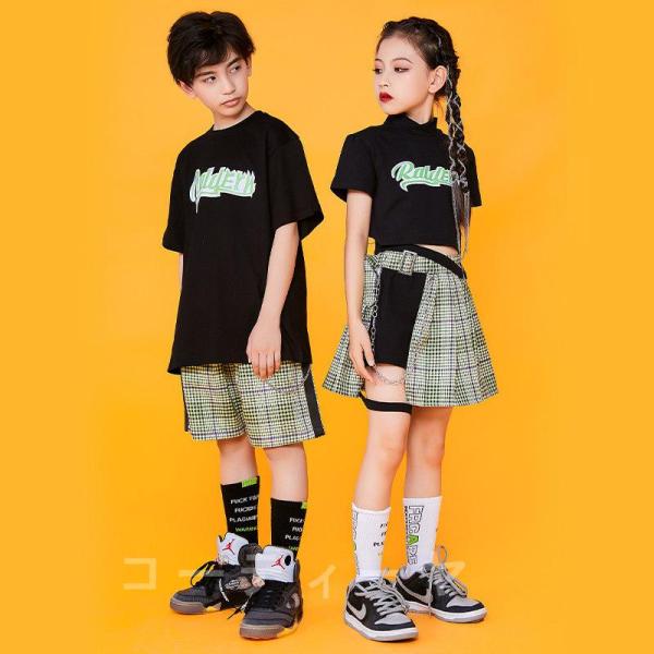 ダンス服装 体操服 JAZZ DANCE tシャツ スウェット キッズチアリーダー hiphop ヒップホップ 女の子 ステージ衣装 ダンスウェア 子供 応援団 運動会 甲子園 チアガール衣装 舞台演出服　おしゃれ　ストリート系　B系　K-...