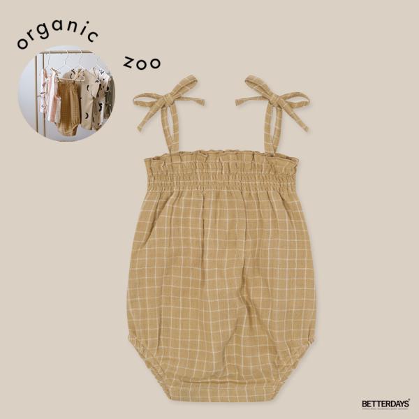 オーガニックズー　グリッドチェックウィートワンジー ワンジー ベビー オーガニックズー Organic Zoo Grid Check Onesie