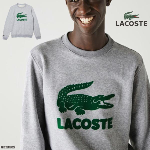 LACOSTE トレーナー メンズ ラコステ フロッキープリントクルー