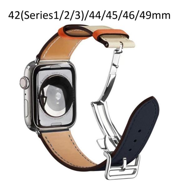 アップルウォッチ ウルトラ3 バンド dバックル レザー 皮 革 オレンジ 11 46mm