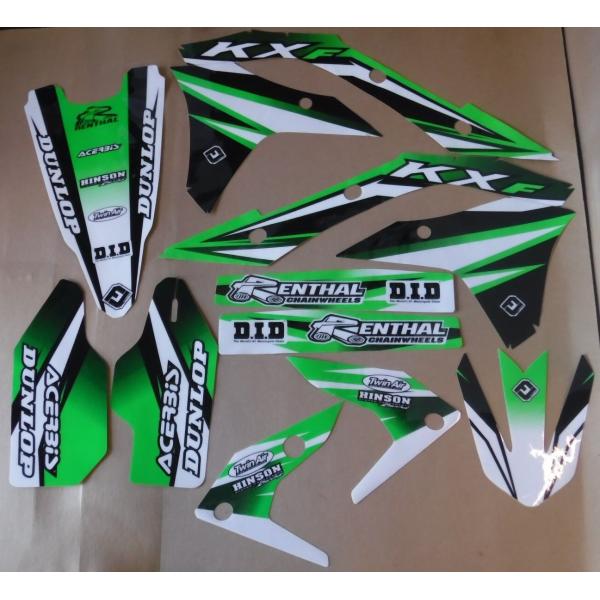 FLU DESIGNS PTS3ノーマルのグラフィックよりも丈夫で厚みがある15mmビニールグラフィックキットの内容は写真に写っている通りです[適合車種] カワサキ KX250F 2017 2018 2019