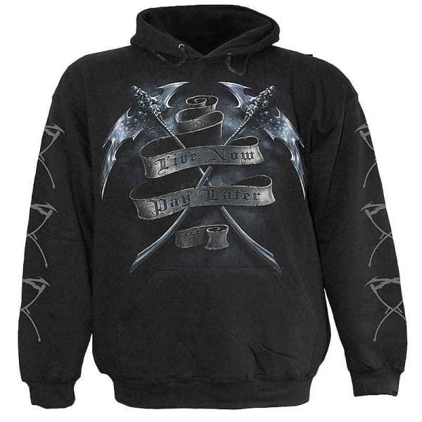 おしゃれフード付きパーカー 死神 リーパー ドクロ 骸骨 黒 ブラック M