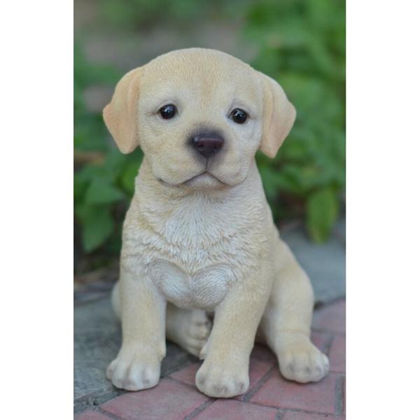 ポリレジン製 ガーデン彫像 動物 犬 座っている黄色のラブラドールの