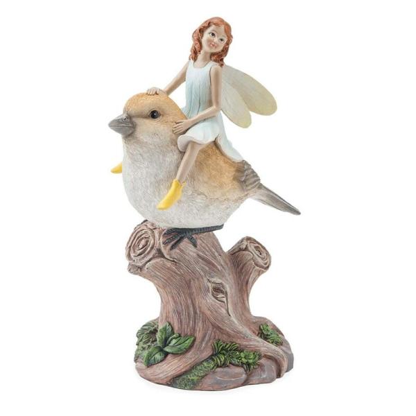 置物 彫像 鳥に乗っている妖精の像 ガーデニング Fairy Riding Bird