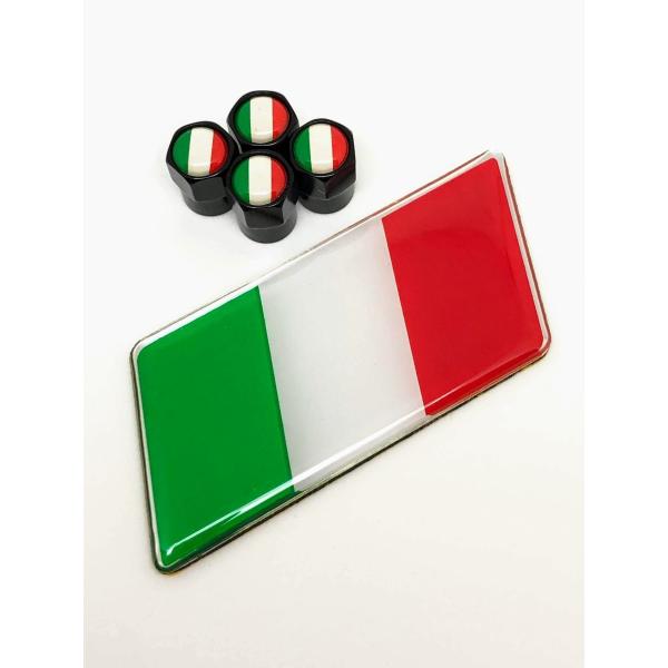 J イタリア 国旗 バルブキャップ エンブレム ステッカー フェンダー 黒 アルファロメオ ALFA ROMEO ジュリア ジュリエッタ ステルヴィオ ミト 黒