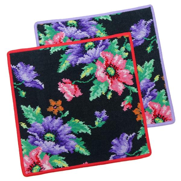 FEILER フェイラー Poppies Black 2色 【30cm】 ハンカチ ハンドタオル 花柄 new
