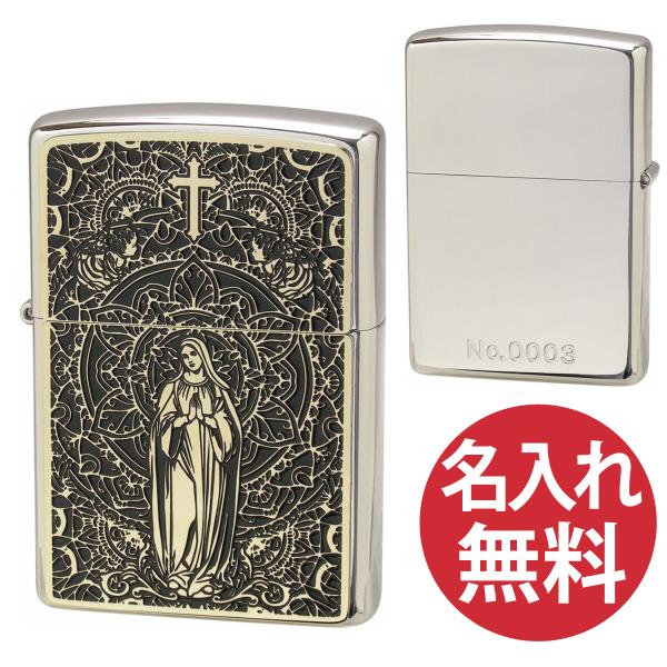 zippo ジッポ ジッポー Black Metal BM(G) マリア WN ホワイトニッケルプレート ゴールド 200 フラットボトム zippoレギュラー マリア様 Maria