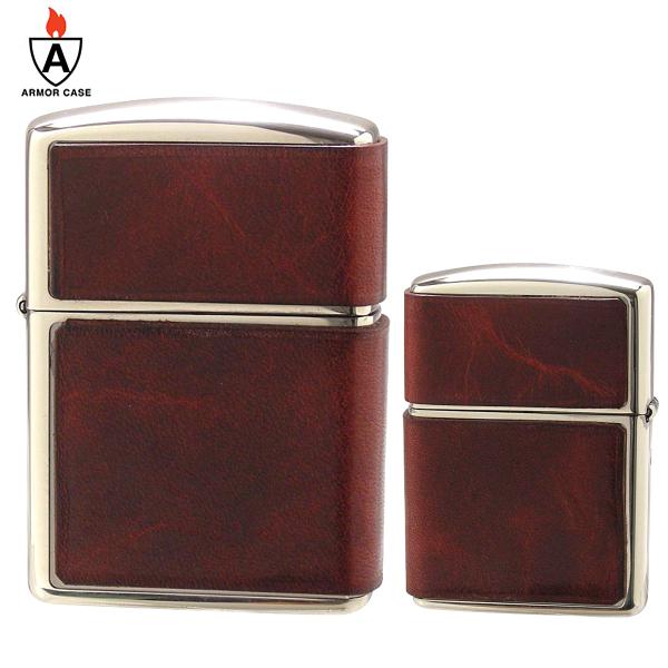 zippo ジッポ ジッポー LCN-牛 ダメージレッド 3面本革巻き アーマーケース 【名入れ不可商品】