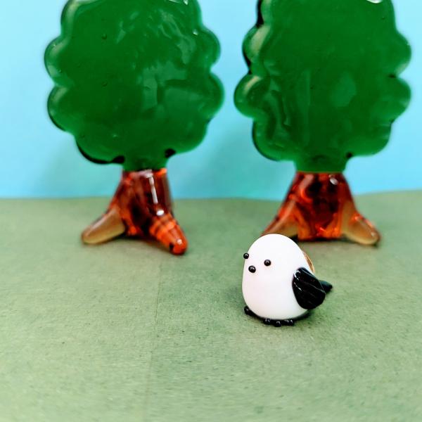 シマエナガとお花　ガラス細工　ミニチュア シマエナガとお花 ガラス細工 ミニチュア biburo_t-936