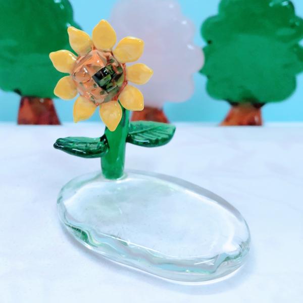 ガラス細工 ひまわりのステージ ミニチュア 雑貨 置物 小物 花 向