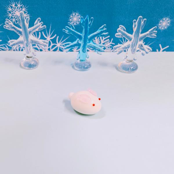 ゆきちゃん　ガラス細工　ミニチュア ガラス細工 雪うさぎ（ミニ) ピンク ミニチュア 雑貨 置物 小物