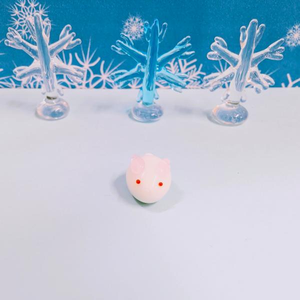 ガラス細工 雪うさぎ（ミニ) ピンク ミニチュア 雑貨 置物 小物