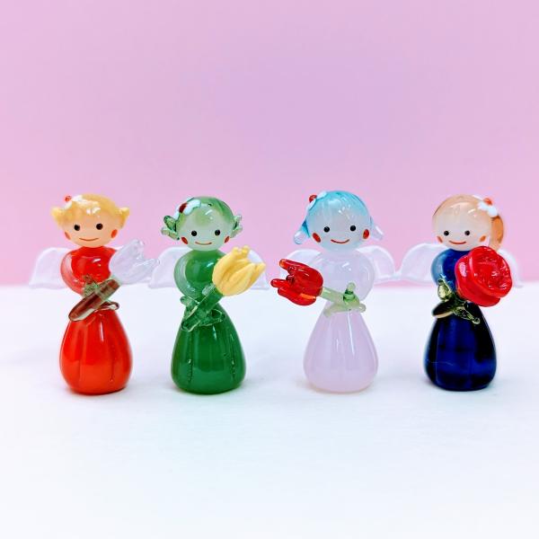 ガラス細工 花の妖精（カーネーション）ミニチュア 雑貨 置物 小物