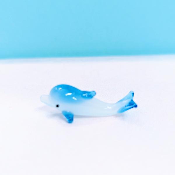 ガラス細工 イルカ（S) 青 ミニチュア 置物 雑貨 水族館 海 小物