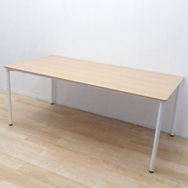 プラス　木目調会議テーブル　ミーティングテーブル『使用感あり』W1800【リサイクルショップサルフ】 ASKUL（アスクル） ミーティングテーブル W1800 D900 H720 マルチ
