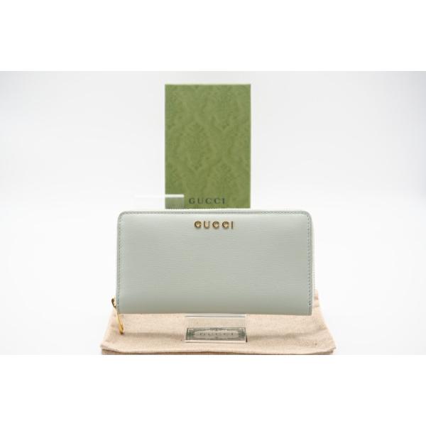 ★3日以内返品可★ 美品 GUCCI グッチ GUCCI スクリプト ジップアラウンドウォレット 772642 長財布 グリーン ミントグリーン ピンク レザー レディース biclock_cs0115