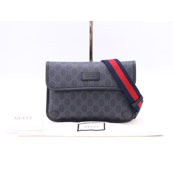 ★3日以内返品可★ GUCCI グッチ 598113 GGスプリーム  PVC×レザー ボディバッグ ブラック グレー ネイビー レッド バッグ GUCCI（グッチ） ☆3日以内返品可☆ 598113 GGスプリーム PVC×レザー