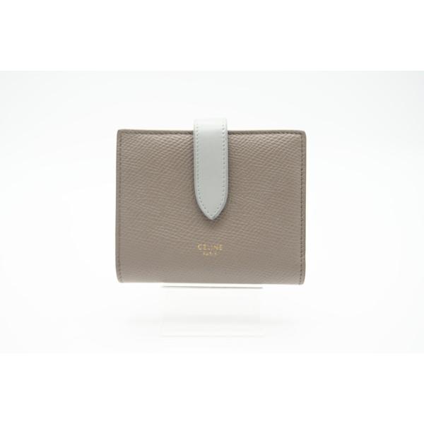 ☆安心の3大保証☆ ABランク ≪CELINE セリーヌ/二つ折り財布≫ 10H263BRU.10PI ミディアム ストラップウォレット バイカラー ブルー グレー 送料無料 CELINE（セリーヌ） ☆安心の3大保証☆ ABランク ≪CELINE セリーヌ/二