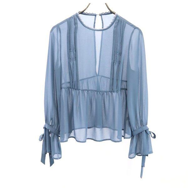 リリーブラウン シアー長袖ブラウス ブルー系 Lily Brown レディース 古着 2405 メール便可 Ay Fre Wht Big 2nd 通販 Yahoo ショッピング