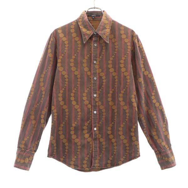 シェラック 総柄 長袖 シャツ 48 茶 Shellac メンズ 古着 0925 メール便可 Bobr Fre 1225 Mls Big 2nd 通販 Yahoo ショッピング