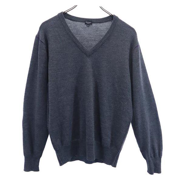ポールスミス Vネック ウール100％ ニット L グレー系 Paul Smith 長袖