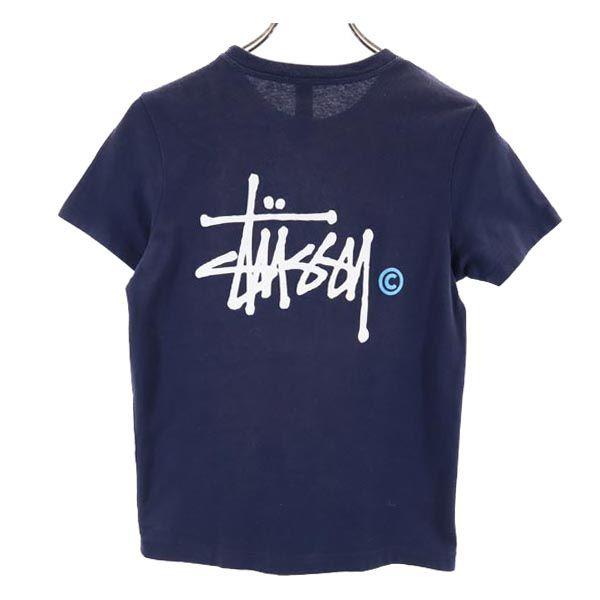 ステューシー USA製 バックロゴプリント 半袖 Tシャツ M ネイビー系