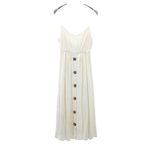 ザラ キャミワンピース Xs ホワイト Zara バックリボン ロングスカート レディース 古着