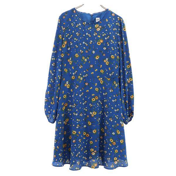 ギャップ 花柄 ワンピース 6 青 Gap 長袖 ひざ丈 レディース 古着 2105 Bof Nag 3502 Wht Big 2nd 通販 Yahoo ショッピング