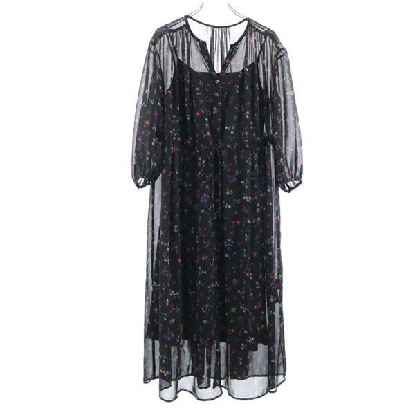ユニクロ 七分袖 シフォン 花柄 ワンピース Xs 黒系 Uniqlo ウエストリボン ロング丈 レディース 古着 Bof Nag 3516 Wht Big 2nd 通販 Yahoo ショッピング