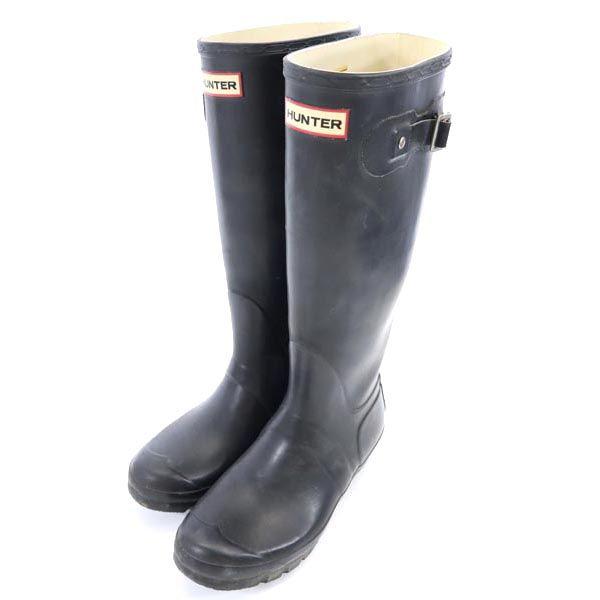 ハンター レインブーツ US6 ブラック系 HUNTER ロゴ レディース 古着