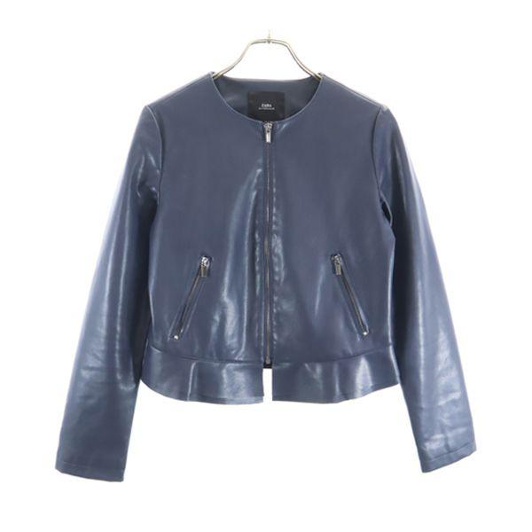 ザラ フェイク レザージャケット Eur M 紺 Zara ノーカラー ジップ レディース 古着 0808 Bof Top 8704 Wlj Big 2nd 通販 Yahoo ショッピング