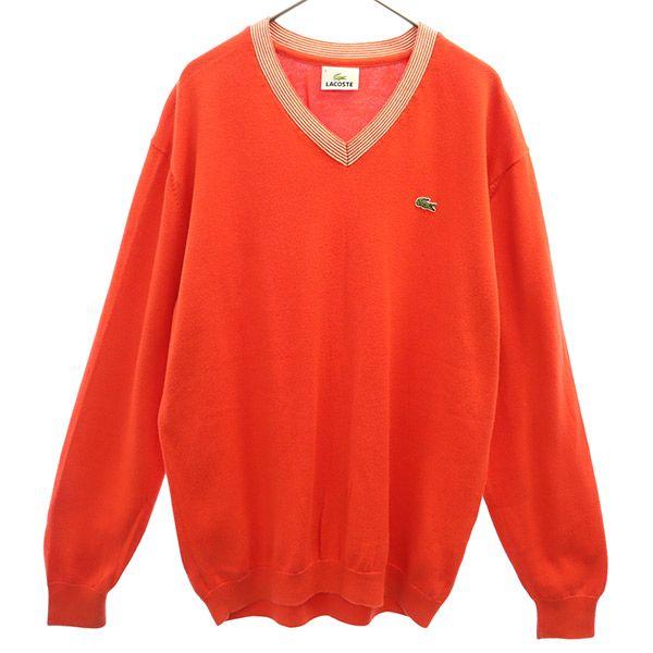ラコステ ワンポイントロゴワッペン ニット 5 レッド LACOSTE Vネック