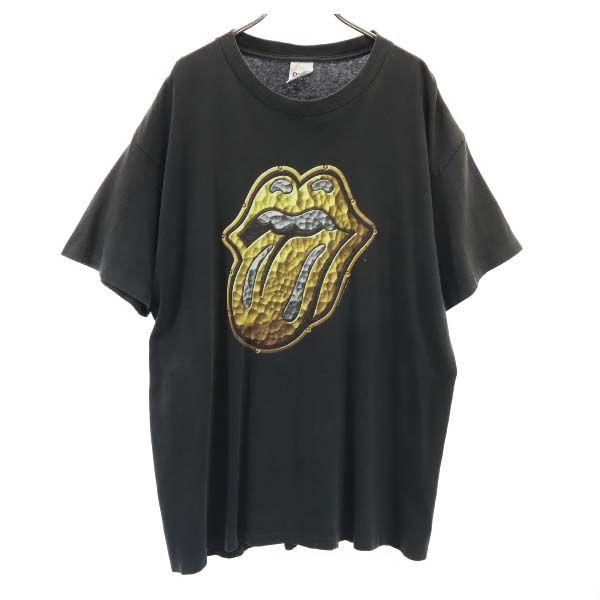 ローリングストーンズ 90s USA製 B2B 半袖 バンド Tシャツ XL ブラック the Rolling Stones anvil  リップストゥタン ツアーT メンズ 古着 210604 メール便可