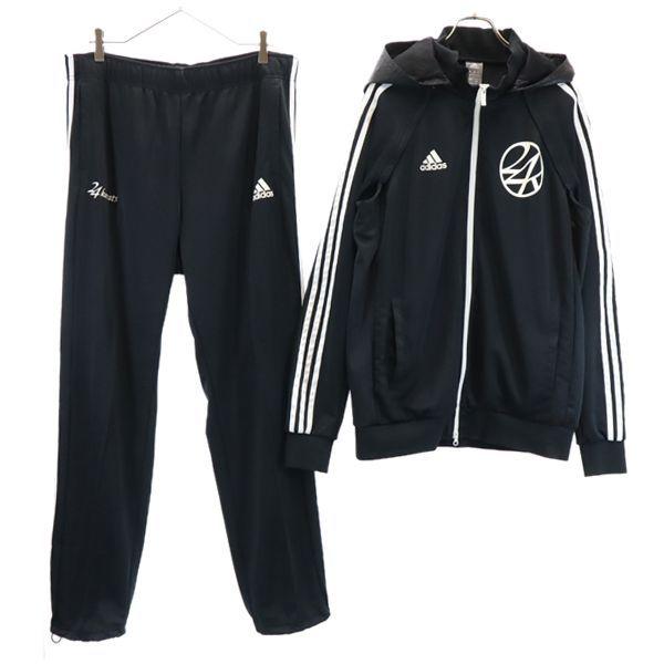 アディダス トゥエンティーフォーカラッツ ライン ジャージ 上下 セットアップ Xo ブラック Adidas 24karats ビッグサイズ メンズ 古着