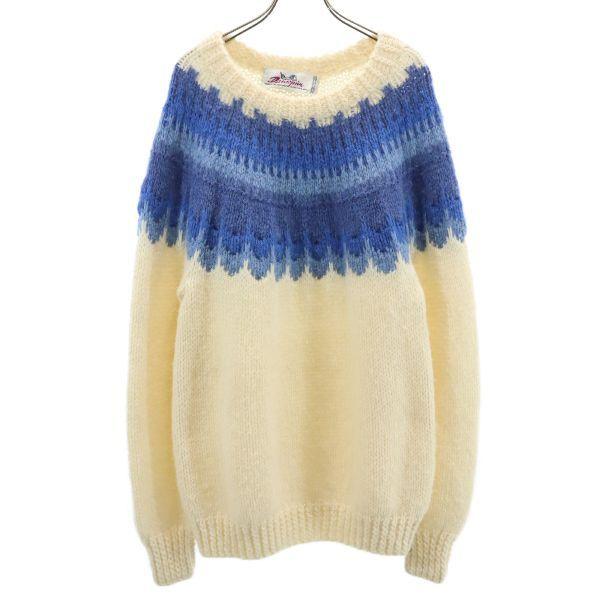 デンマーク製 丸ヨーク ニット 白 青 Danspin ハンドニット セーター メンズ 古着 1127 Br Fre 5842 Mse Big 2nd 通販 Yahoo ショッピング