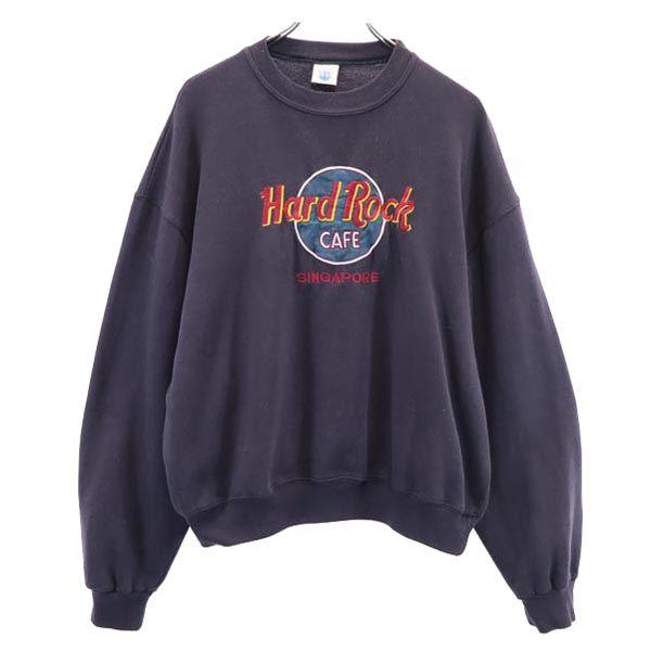 ハードロックカフェ ロゴ刺繍 スウェット L ネイビー系 HARD ROCK CAFE