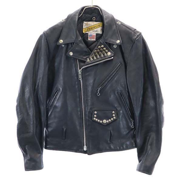 ショット USA製 レザー ダブル ライダース ジャケット 36 黒 schott