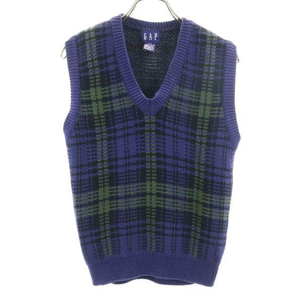 ギャップ 90s オールド ニット チェック ベスト M 紺 Gap コットン メンズ 古着 18 Br Fre 7317 Mve Big 2nd 通販 Yahoo ショッピング