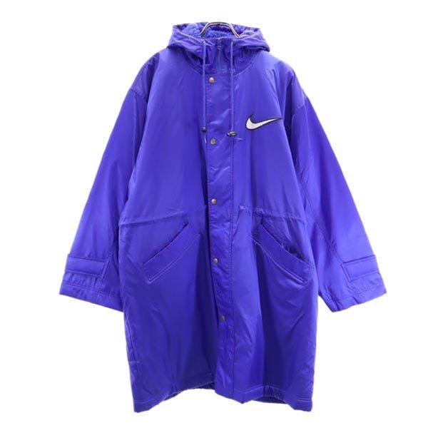 ナイキ 90s 白タグ ベンチコート XL ブルー NIKE 裏ボア メンズ 古着