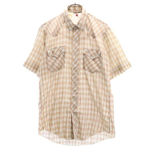 ウェスタンファッションズ 70s チェック柄 半袖 ウェスタンシャツ 茶 白 Western Fashions Usa製 メンズ 古着 0516 メール便可 Pdown Br Top 2999 Mss Big 2nd 通販 Yahoo ショッピング