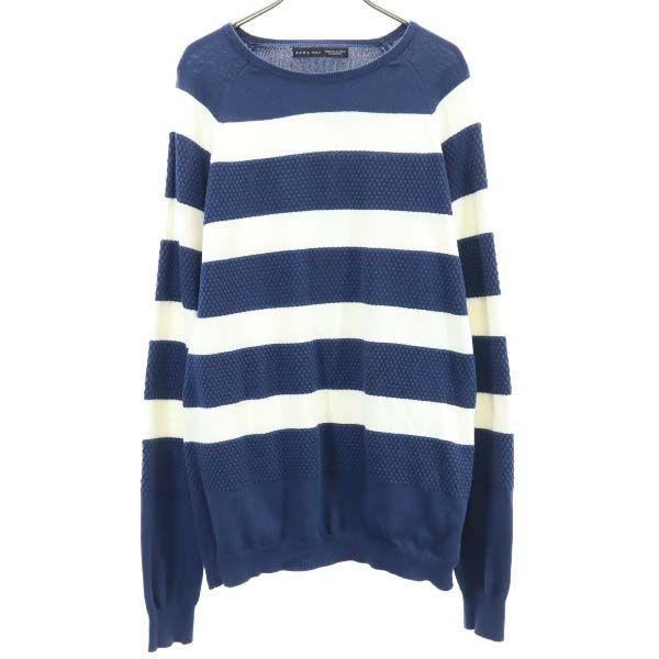 ザラマン コットン ボーダー柄 ニット Xl 紺 白 Zara Man 長袖 セーター メンズ 古着 Fre Mse Big 2nd 通販 Yahoo ショッピング
