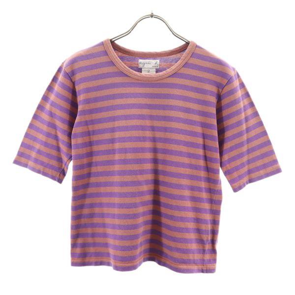 アニエスベー ボーダー Tシャツ 2 ピンク 紫 Agnes B 日本製 レディース 古着 2109 メール便可 Fre Wht Big 2nd 通販 Yahoo ショッピング