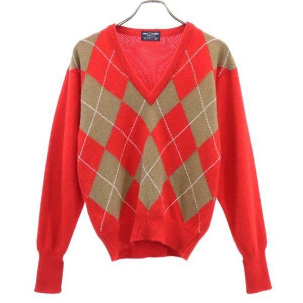 フレッドペリー Vネック ニット アーガイル柄 セーター 38 赤 Fred Perry ウール メンズ 古着 1013 Fre 2590 Mse Big 2nd 通販 Yahoo ショッピング