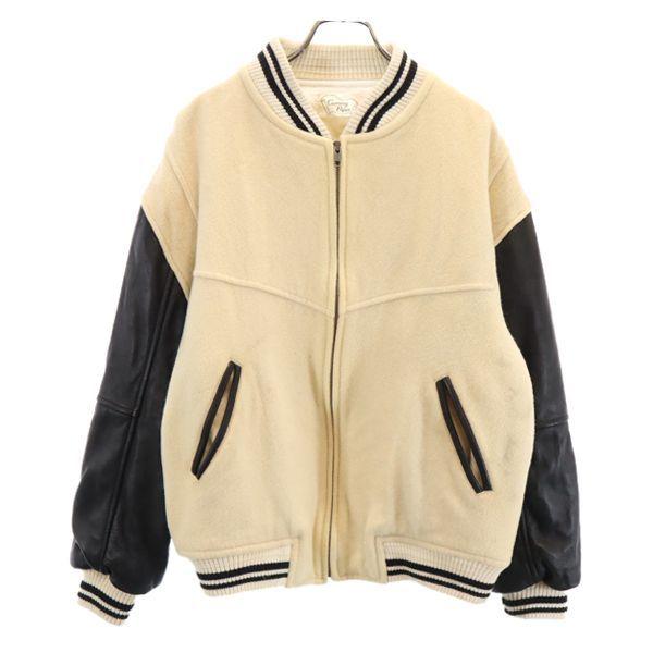 カンニングペーパー 袖レザー スタジャン 白 黒 Cunning Paper 裏キルト アームレザー メンズ 古着 1028 Fre 3494 Mhj Big 2nd 通販 Yahoo ショッピング