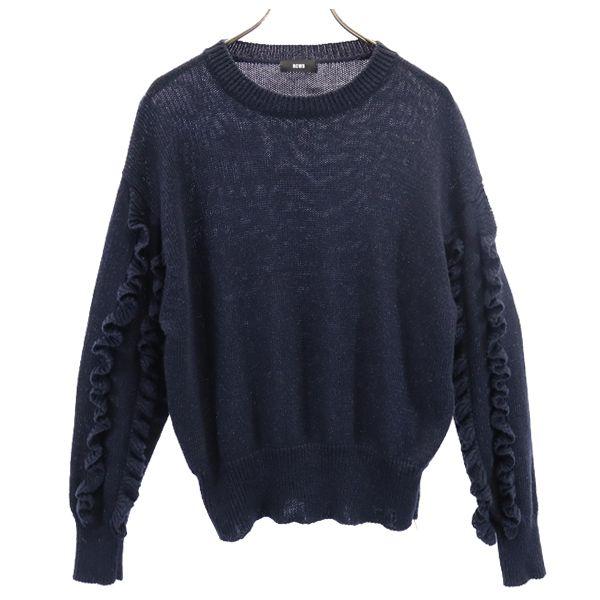 ロデオクラウンズ 袖フリル ニット F 紺 Rodeo Crowns クルーネック 長袖 セーター レディース 古着 2212 Fre Wht Big 2nd 通販 Yahoo ショッピング