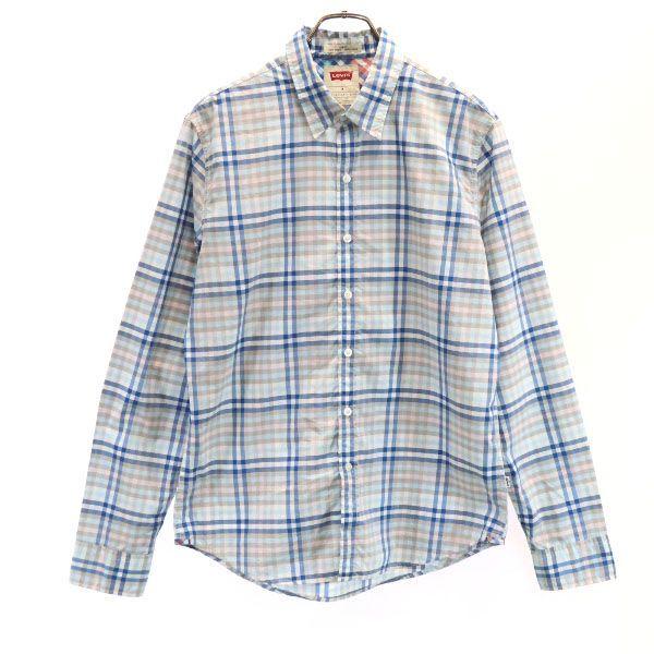リーバイス チェック柄 長袖 シャツ M 青系 Levi S メンズ 古着 2323 メール便可 Fre Mls Big 2nd 通販 Yahoo ショッピング