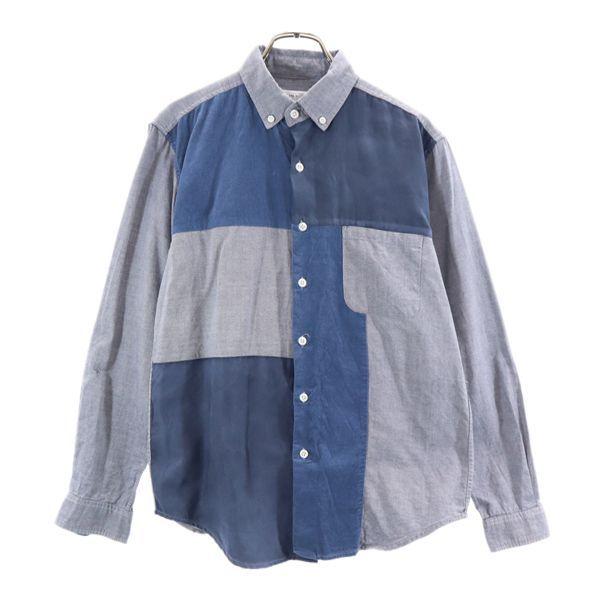 ザショップティーケー 切替 長袖 シャツ M 青系 The Shop Tk オックスフォード コーデュロイ 起毛地 メンズ 古着 2422 メール便可 Fre Mls Big 2nd 通販 Yahoo ショッピング
