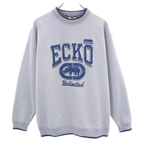 エコーアンリミテッド ロゴ刺繍 スウェット LL グレー ecko unltd 裏
