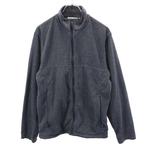 コロンビア ロゴ刺繍 フリース M グレー Columbia 裏起毛 メンズ 古着