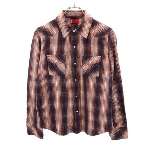 リーバイス RED TAB チェック 長袖 ウエスタンシャツ L 茶系 Levi's